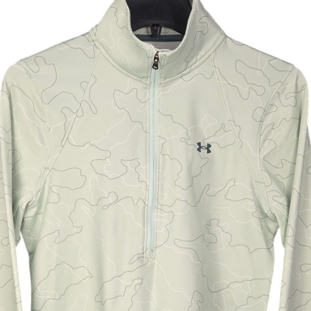 Under‎ Armour 1/4 Zip Womens ColdGear Fitted Medium Mint Green Camo Long Sleeve
